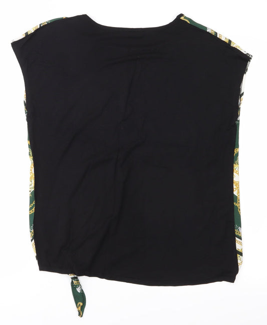 Papaya Womens Black Colourblock  Basic T-Shirt Size 10