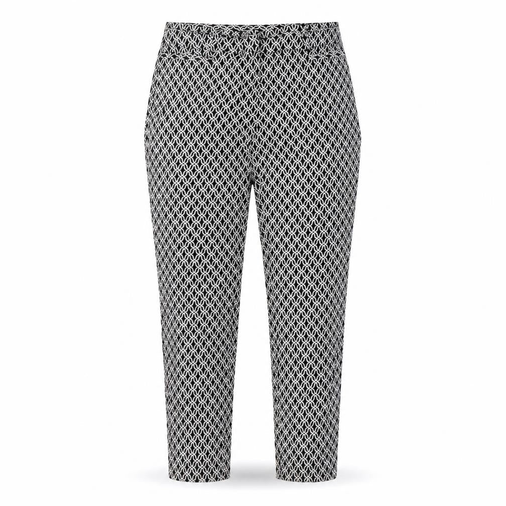 Dunnes Womens White Geometric  Trousers  Size 8 L26 in