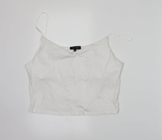 New Look Womens White   Cropped T-Shirt Size 16