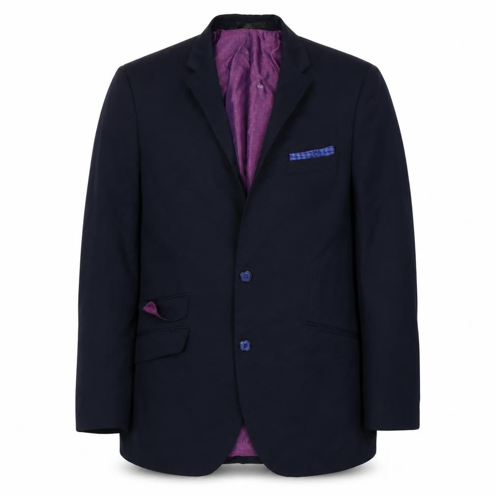 Front view of Greenwoods men’s blue jacket suit jacket, size L