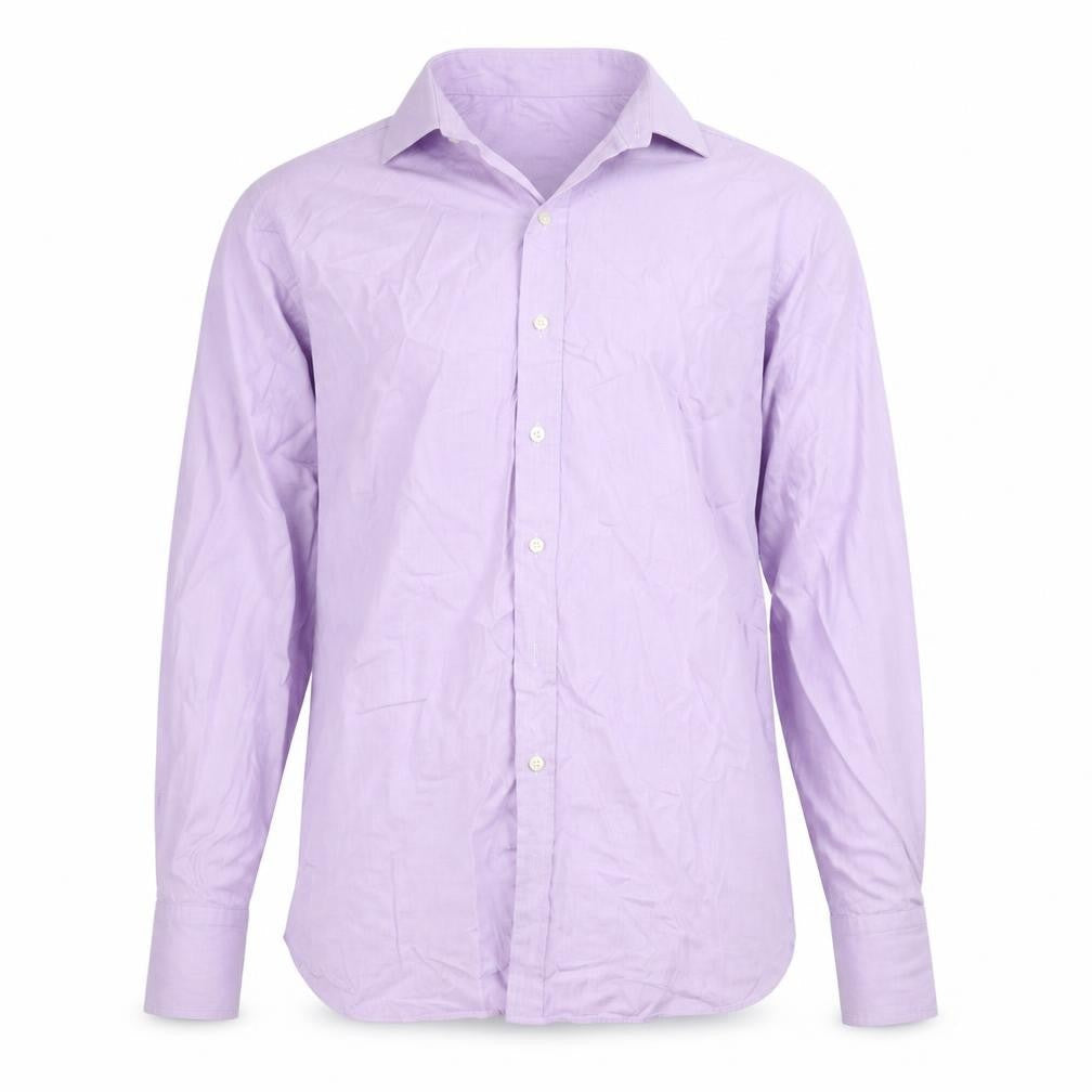 Front view of Sartorial men’s purple button-up, size 17