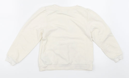 H&M Girls Ivory   Pullover Sweatshirt Size 4-5 Years