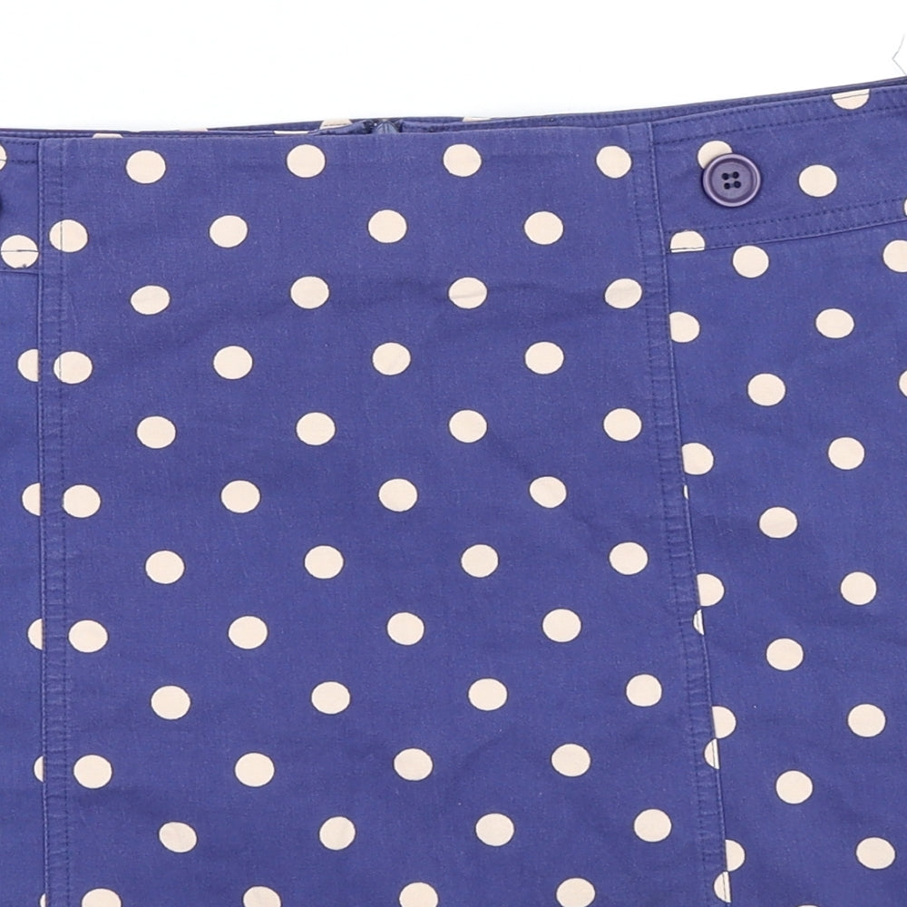 Topshop Womens Blue Polka Dot  Mini Skirt Size 12