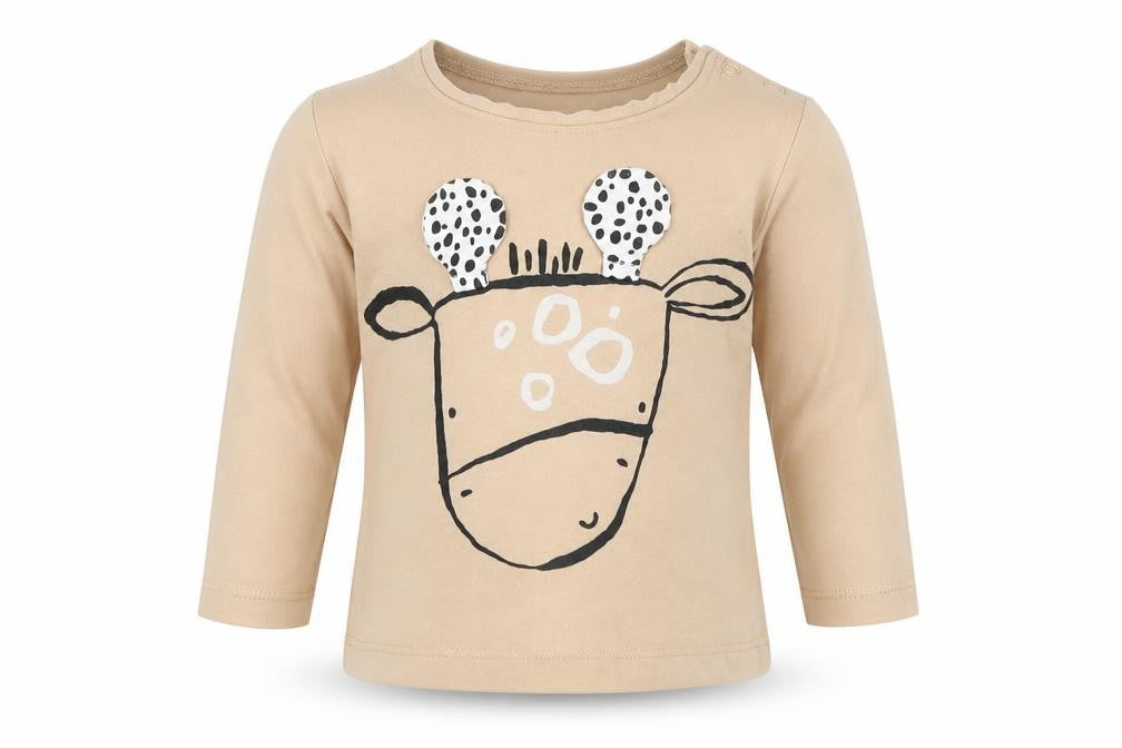 Front view of Next girls’ beige basic t-shirt, size 3-6, months