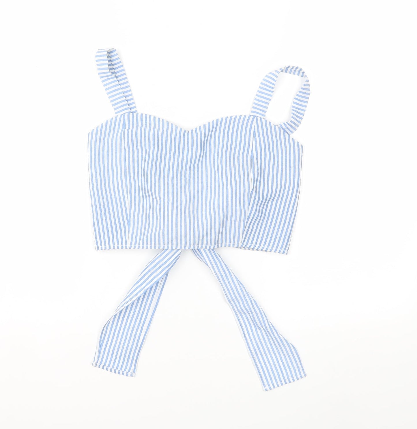 Preworn Womens Blue Striped  Basic Blouse Size M