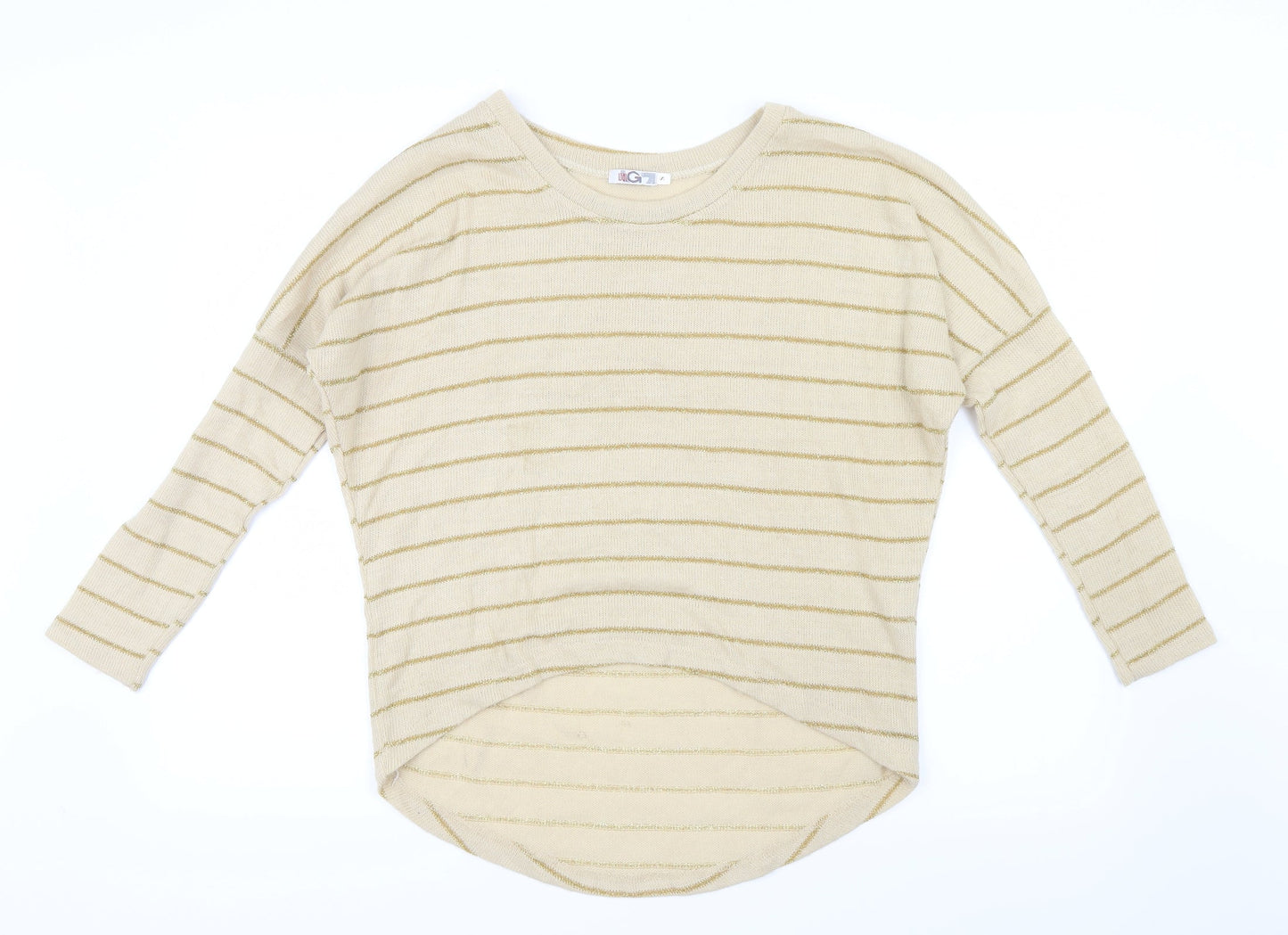 WalG Womens Gold Striped Knit Pullover Jumper Size S