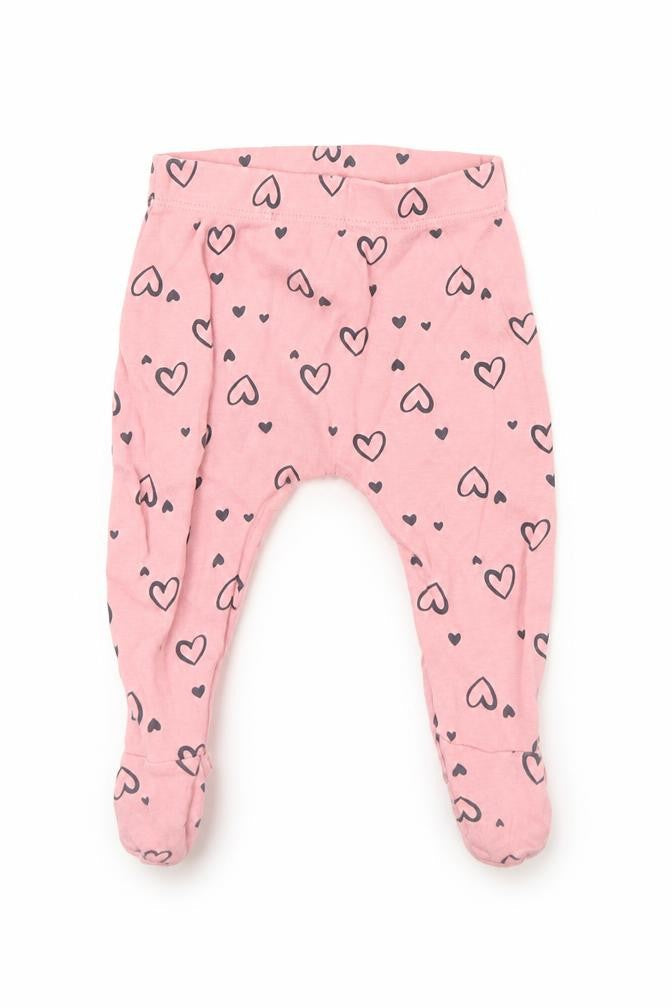Front view of George girls’ pink geometric capri leggings, size 3-6, months - hearts