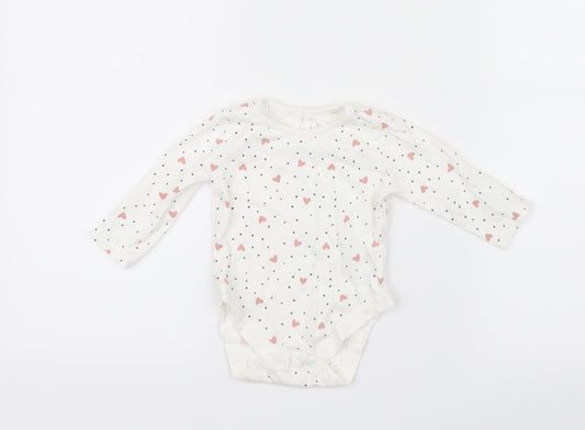 George Girls White Geometric  Babygrow One-Piece Size 3-6 Months  - Hearts