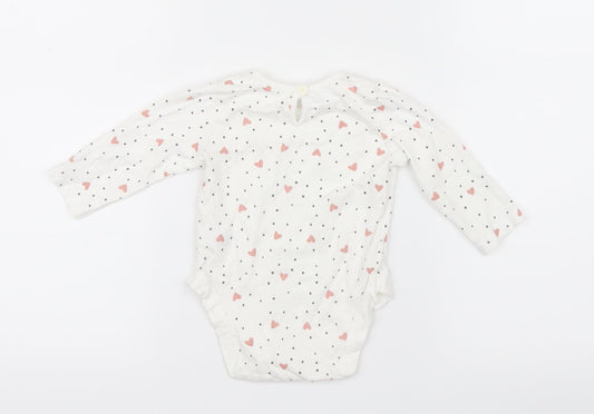 George Girls White Geometric  Babygrow One-Piece Size 3-6 Months  - Hearts