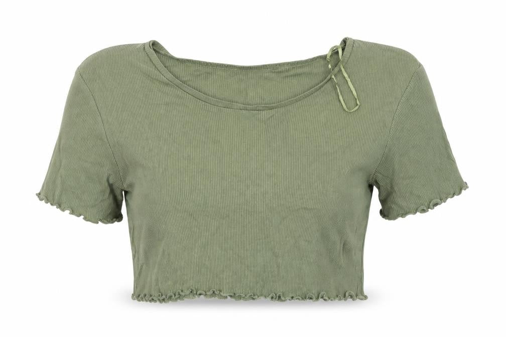 Front view of Select women’s green cropped t-shirt, size UK 8
