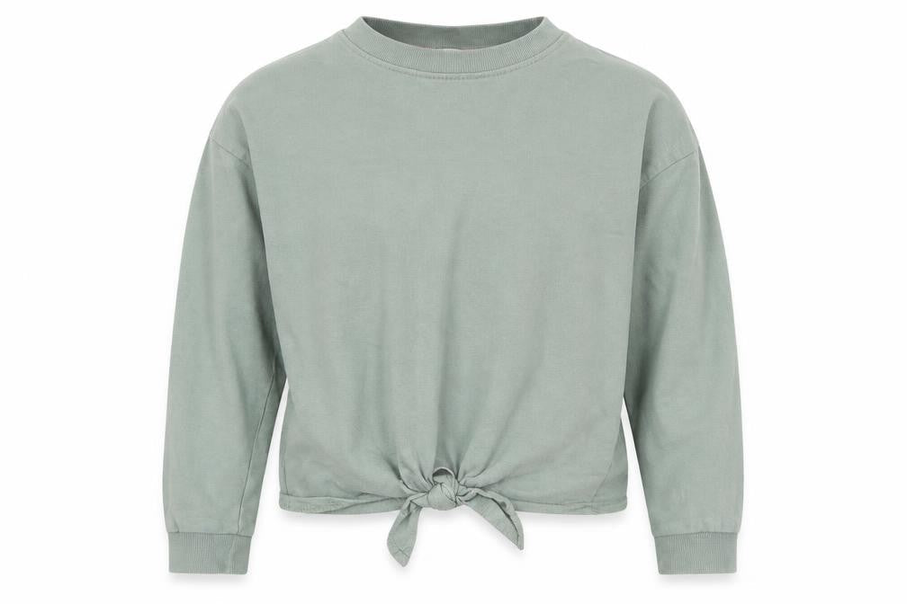 Front view of H&M girls’ green pullover sweatshirt, size 9-10, years