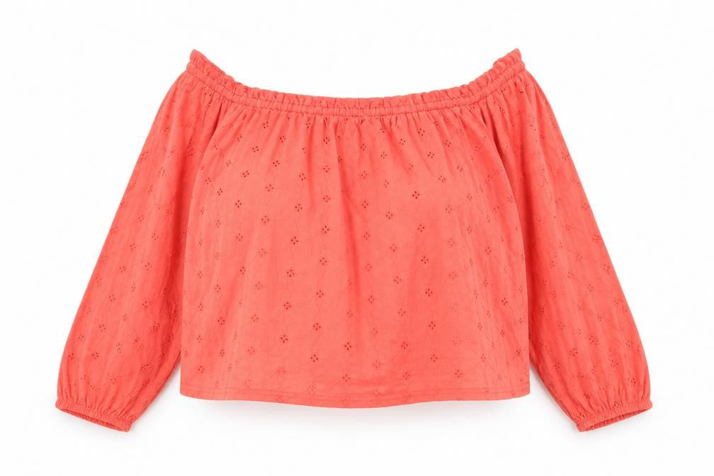 Front view of New Look women’s orange floral jersey basic blouse, size UK 18