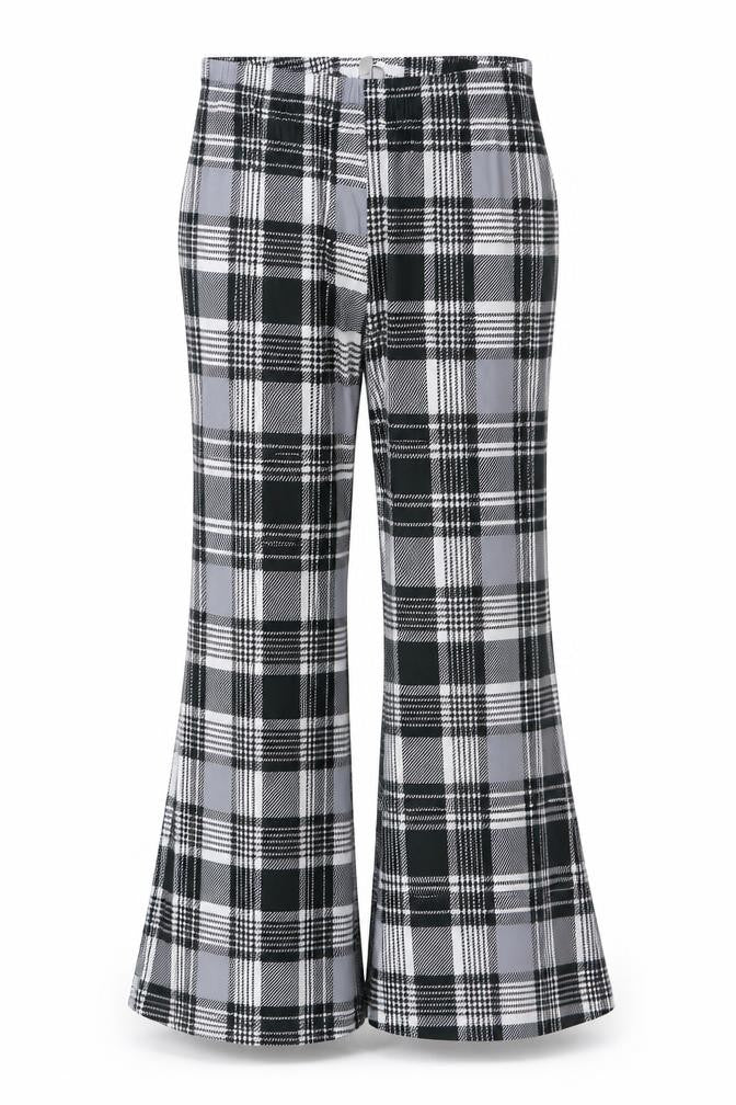 Front view of ASOS women’s grey check trousers, size UK 16, 23-inch leg