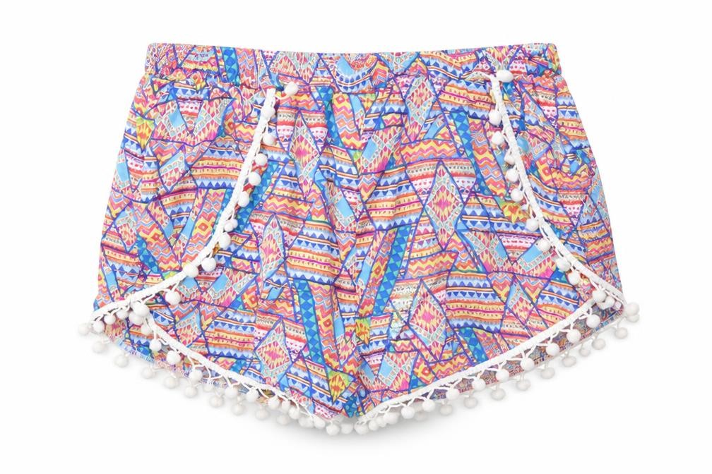 Front view of trend up women’s multicoloured cut-off shorts, size S