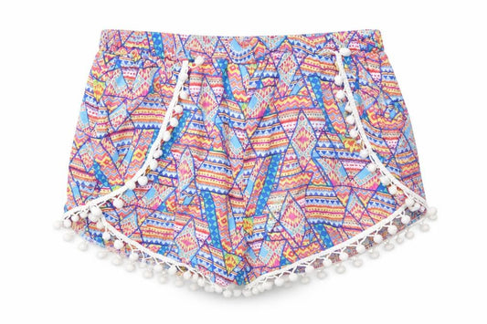 Front view of trend up women’s multicoloured cut-off shorts, size S