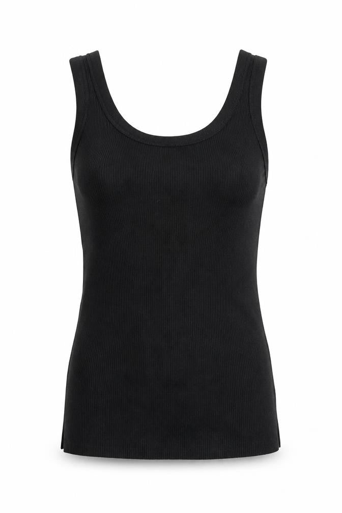 Front view of H&M women’s black basic t-shirt, size S