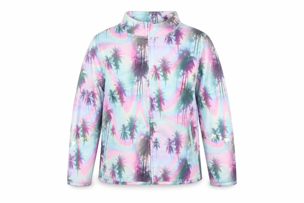 Front view of Next girls’ purple floral henley jumper, size 8, years