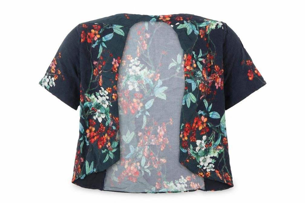 Front view of Next girls’ grey floral basic blouse, size 7, years