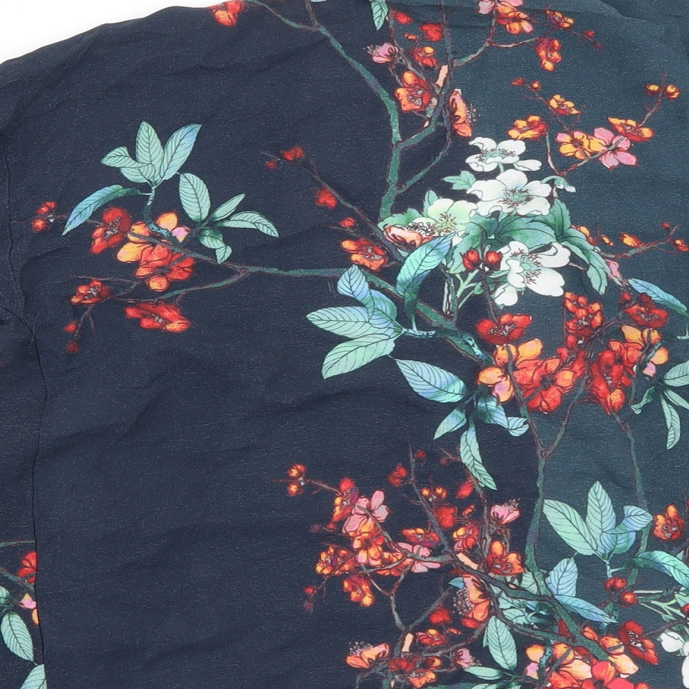 NEXT Girls Grey Floral  Basic Blouse Size 7 Years