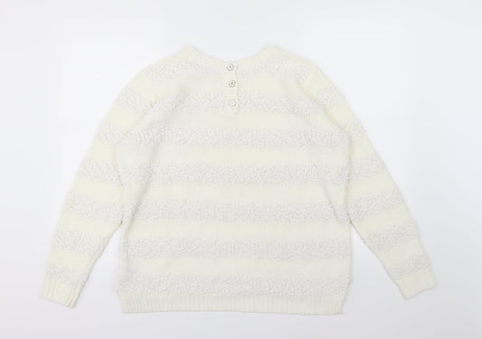 Red Herring Womens Ivory Striped Knit Pullover Jumper Size 18