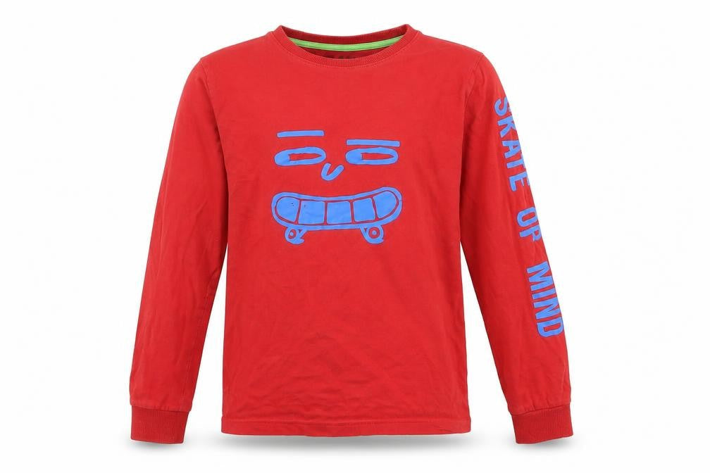 Front view of Next boys’ red jersey basic t-shirt, size 11, years - skate