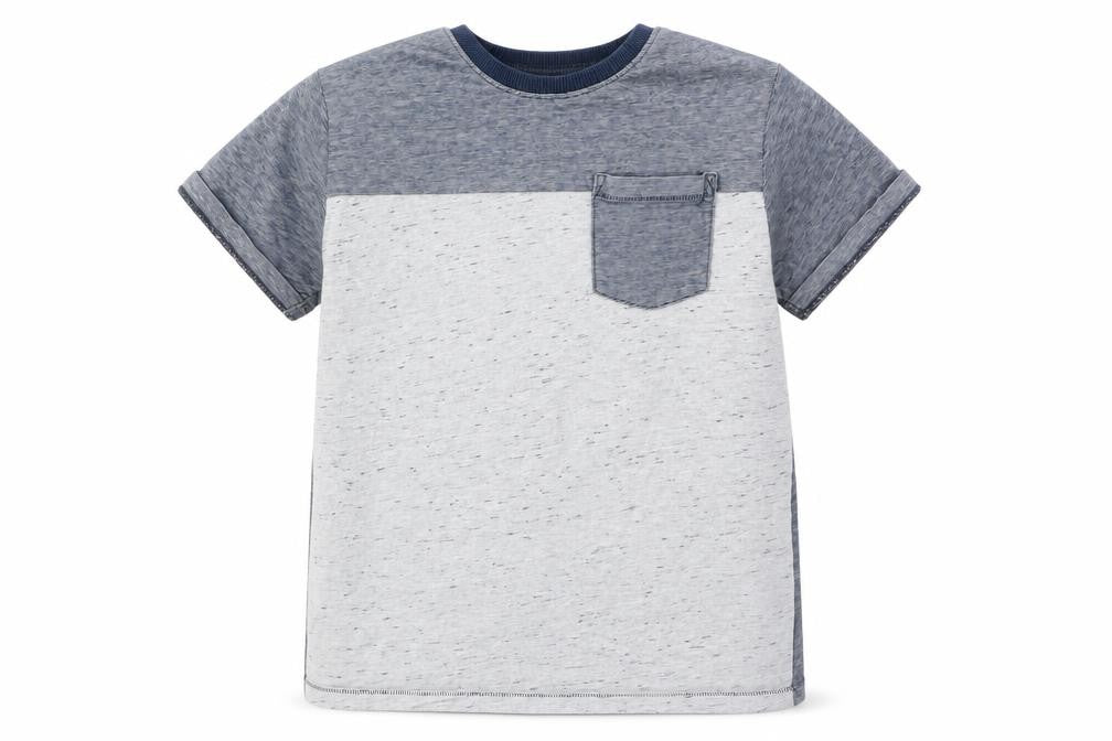 Front view of Next boys’ blue striped jersey basic t-shirt, size 10, years