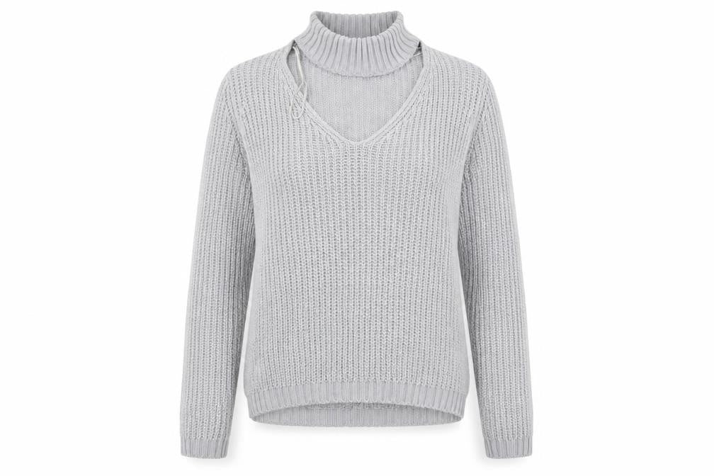 Front view of Brave Soul women’s grey jumper, size UK 14