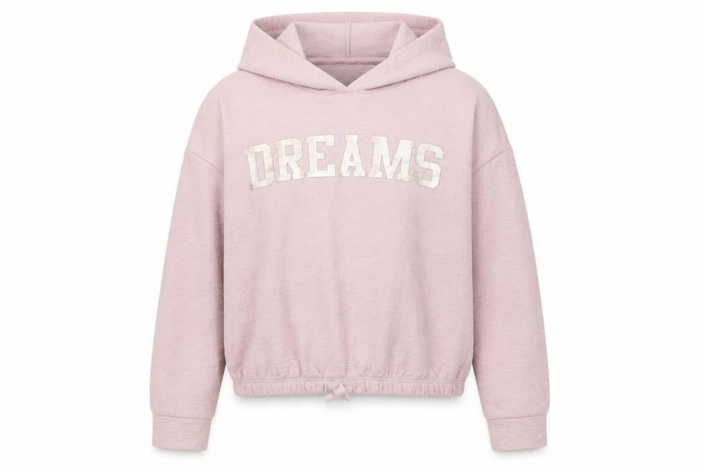 Front view of Matalan girls’ pink pullover hoodie, size 9, years