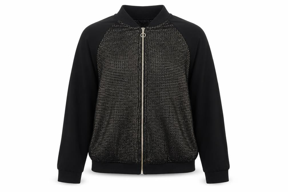 Front view of OVS women’s black jacket coat, size M