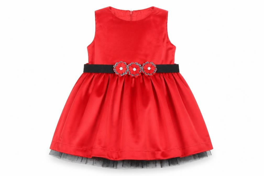Front view of Piaza Italia girls’ red a-line, size 12-18, months