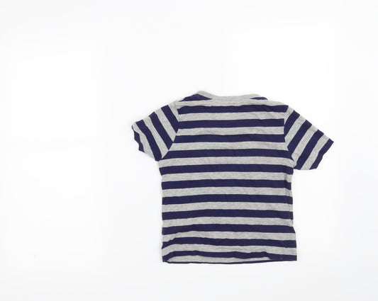 Hullabaloo Boys Blue Striped  Basic T-Shirt Size 5-6 Years  - beyond awesome