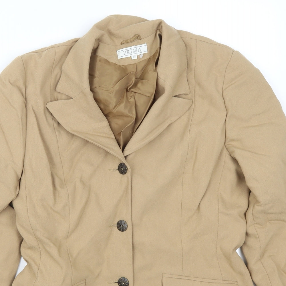 Prima Womens Beige   Jacket Suit Jacket Size 12