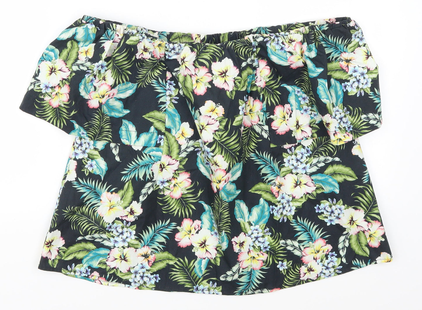 Topshop Womens Green Floral  Basic T-Shirt Size 8