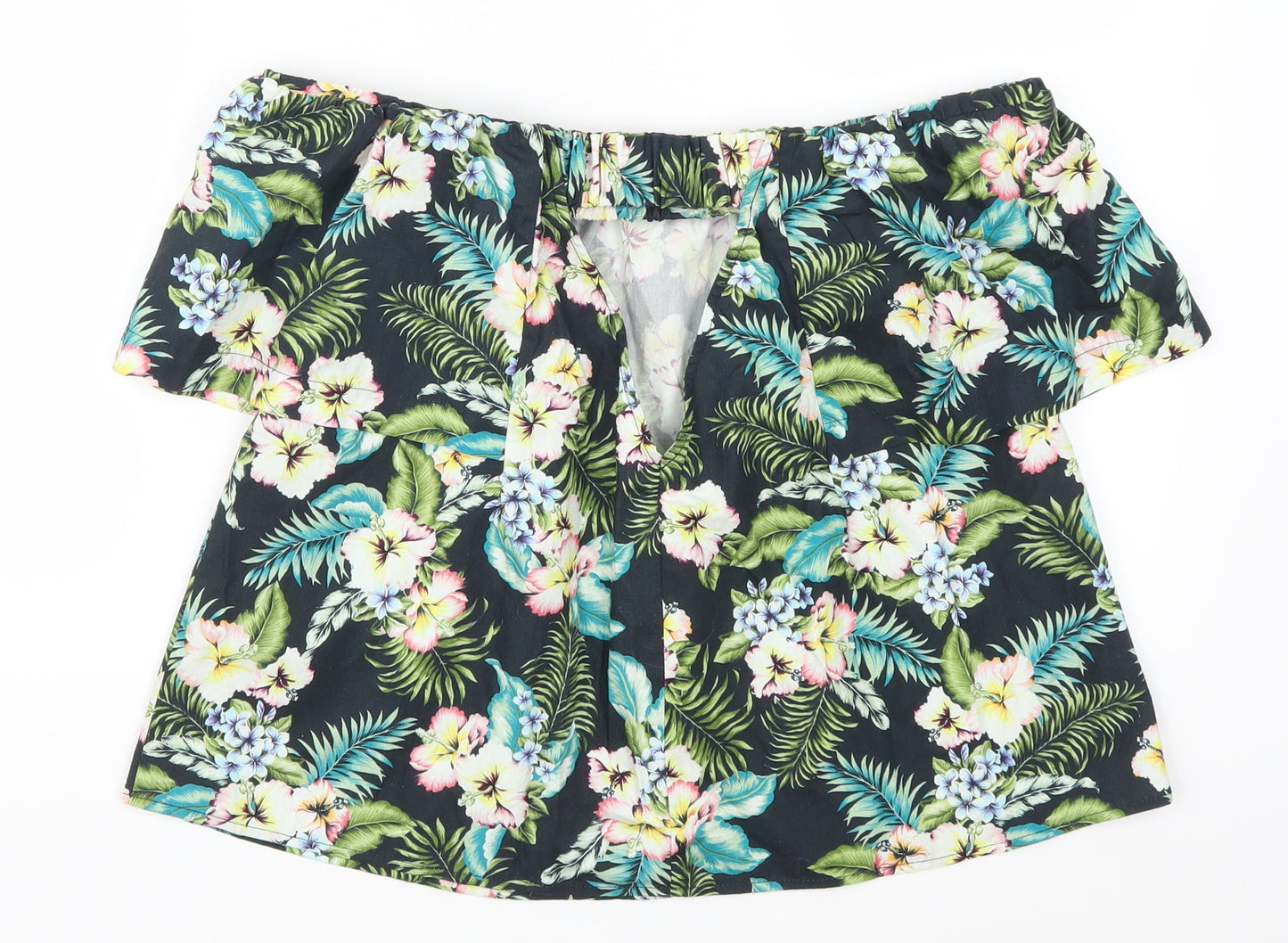 Topshop Womens Green Floral  Basic T-Shirt Size 8