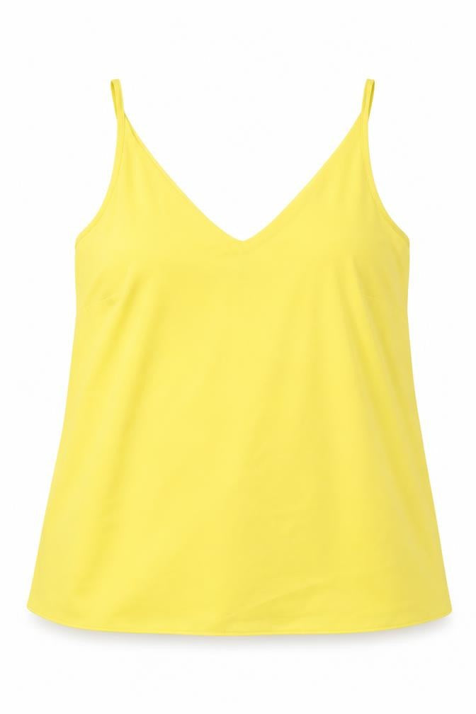 Front view of Papaya women’s yellow basic tank, size UK 8