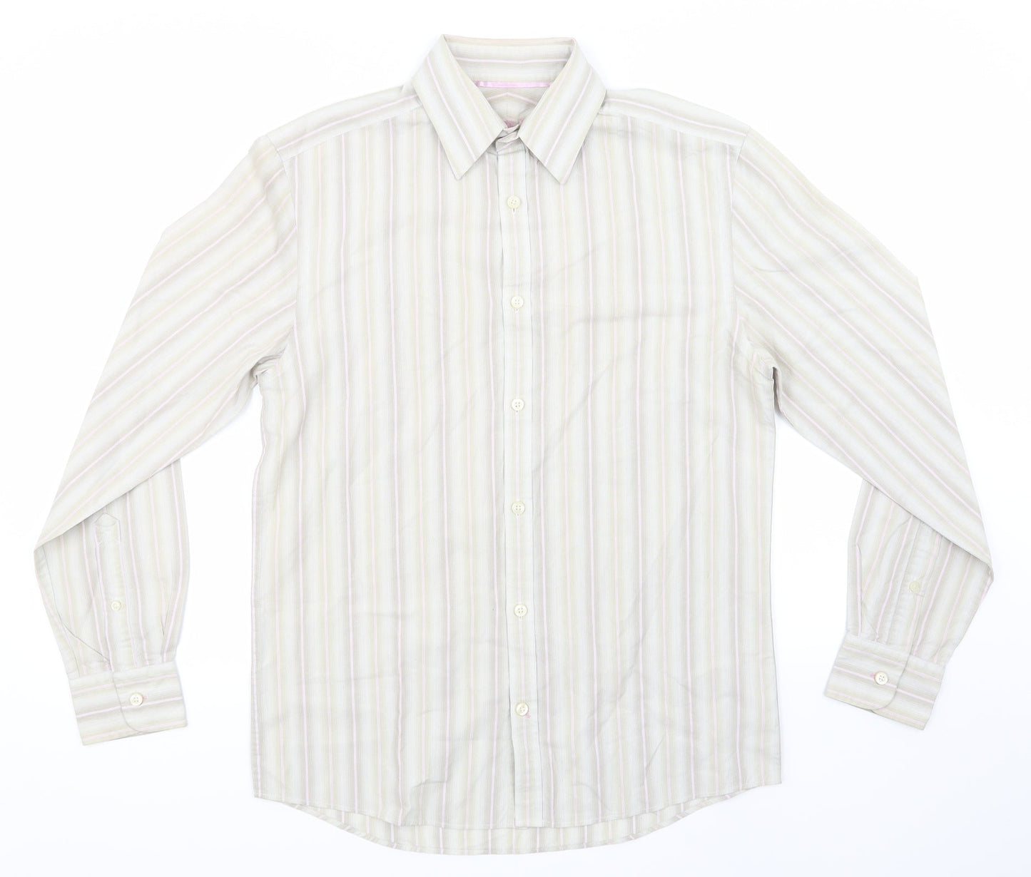 NEXT Mens Beige Striped   Button-Up Size S