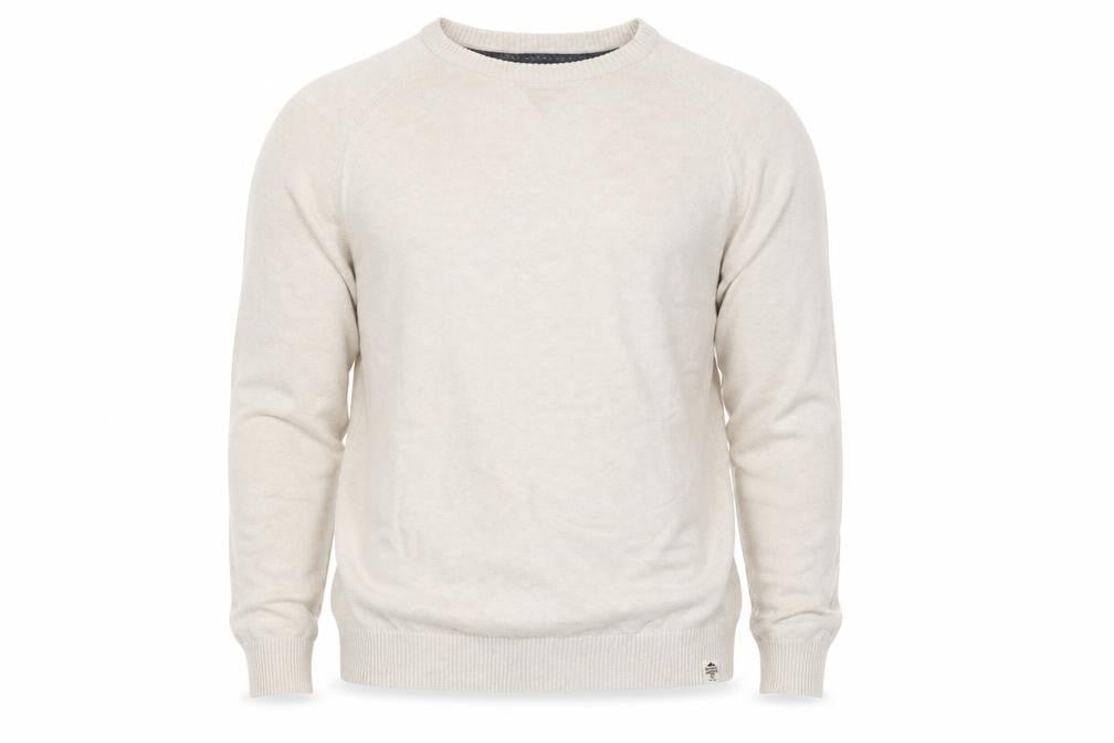 Front view of Cedarwood State men’s beige knit jumper, size M