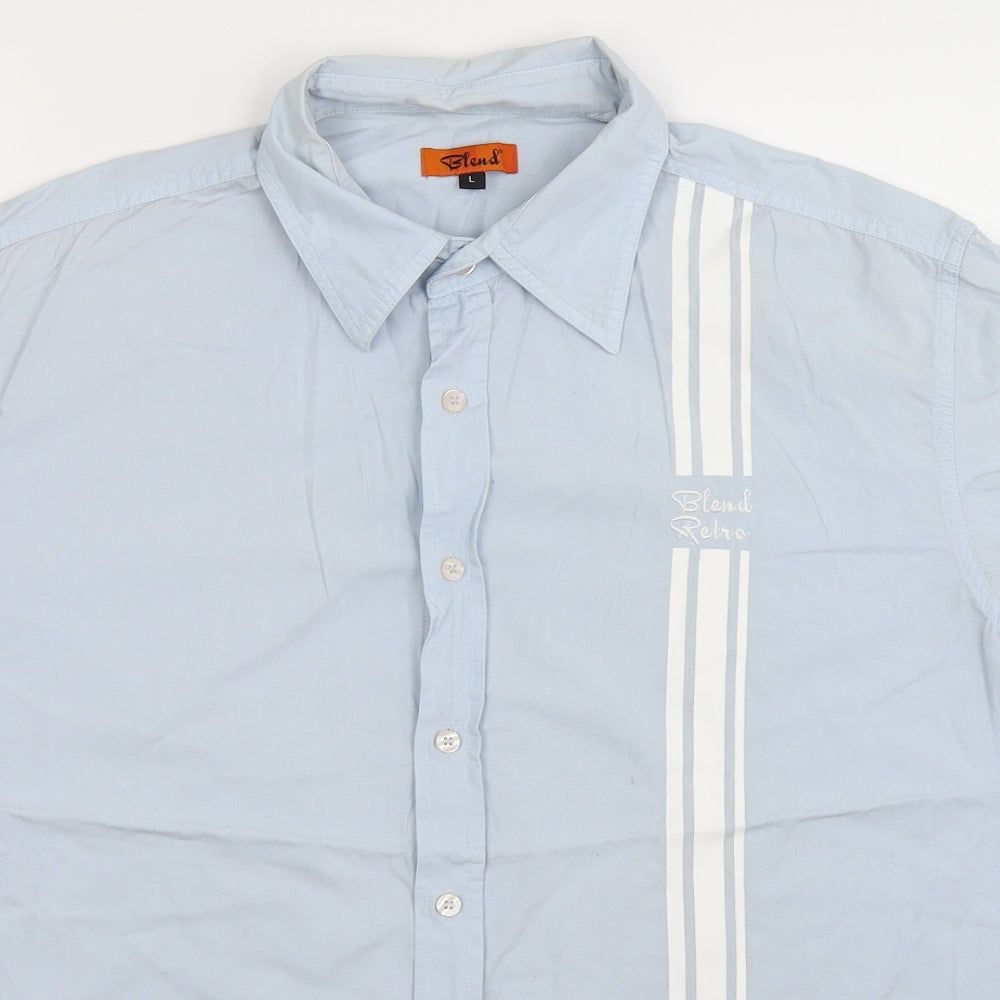 Blend Mens Blue Striped   Button-Up Size L