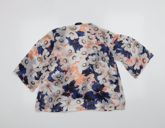 New Look Womens White Floral  Cardigan Jumper Size 8