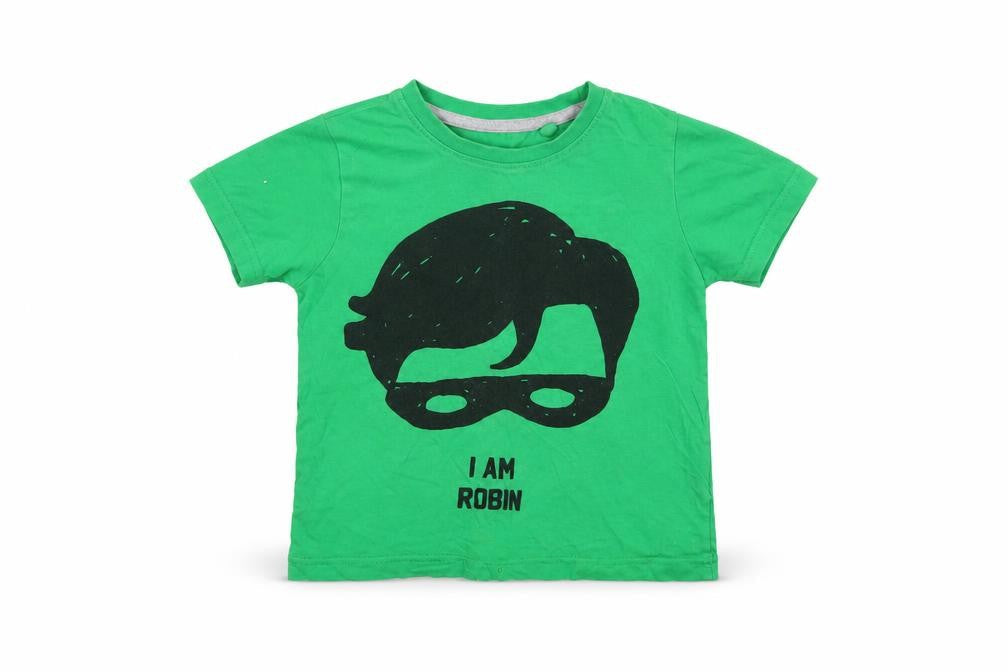 Front view of Batman boys’ green basic t-shirt, size 2-3, years