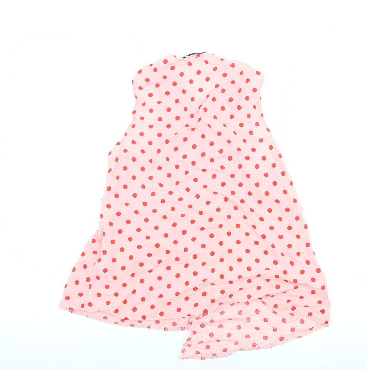 Stradivarius Womens Pink Polka Dot  Basic Tank Size M  - Knot Detail