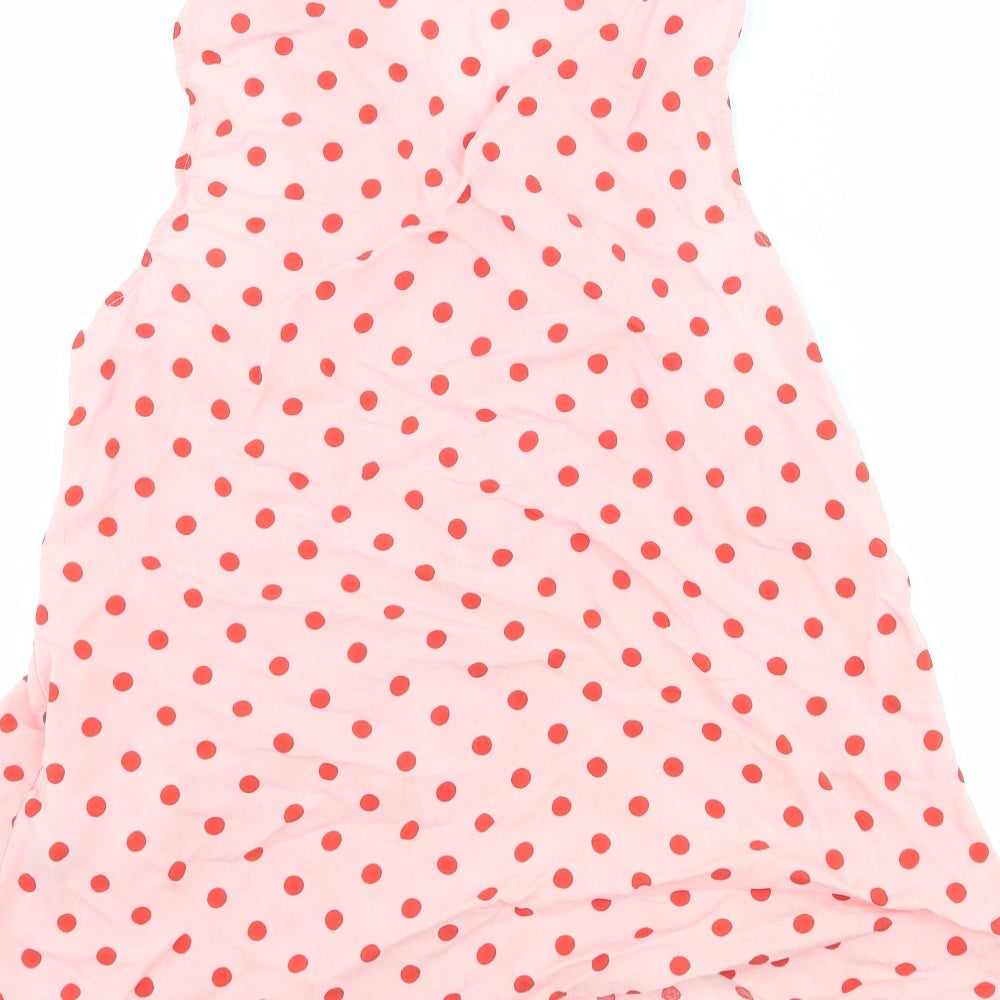 Stradivarius Womens Pink Polka Dot  Basic Tank Size M  - Knot Detail