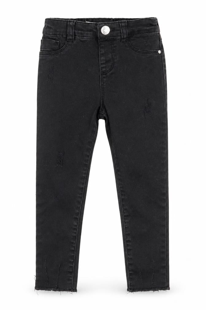 Front view of Denim co girls’ black denim skinny jeans, size 2-3, years - distressed