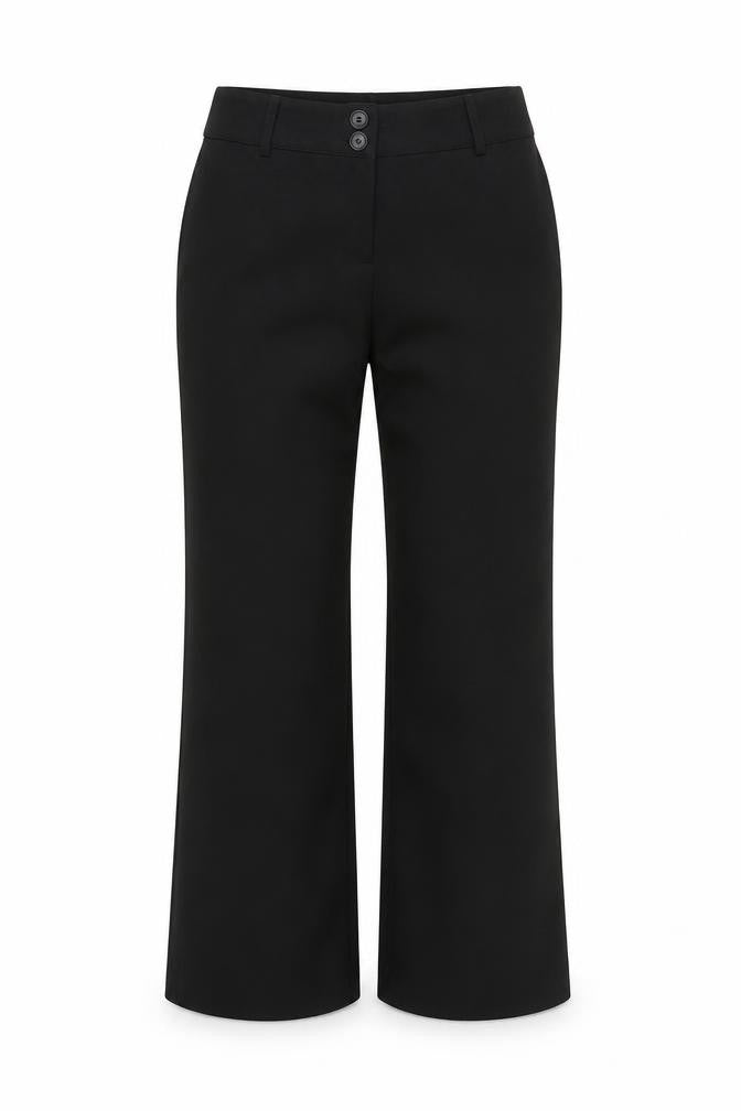Front view of Papaya women’s black rayon trousers, size UK 10, 28-inch leg
