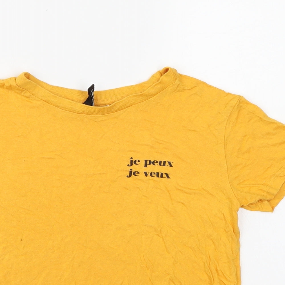 Divided by H&M Womens Yellow   Cropped T-Shirt Size XS