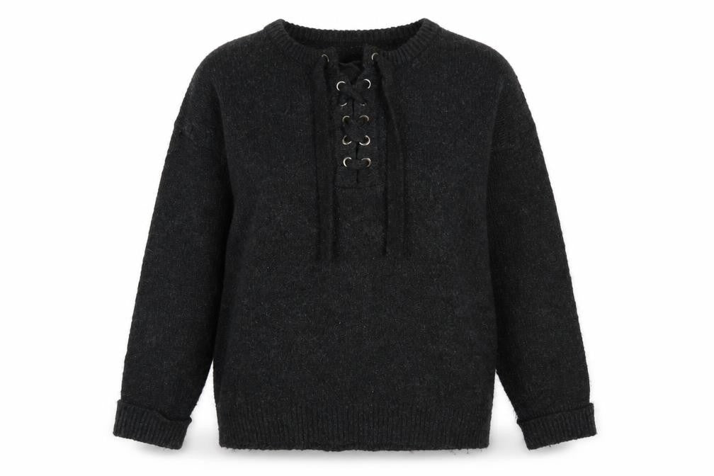 Front view of Lottie women’s grey knit jumper, size UK 12