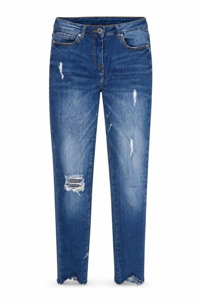 Front view of Candy Couture girls’ blue denim skinny jeans, size 11, years