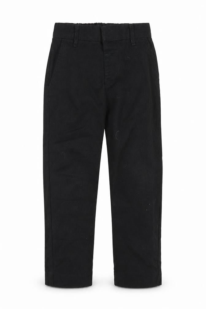 Front view of Preworn boys’ black dress pants trousers, size 4-5, years