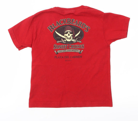 black beards Boys Red   Basic T-Shirt Size S