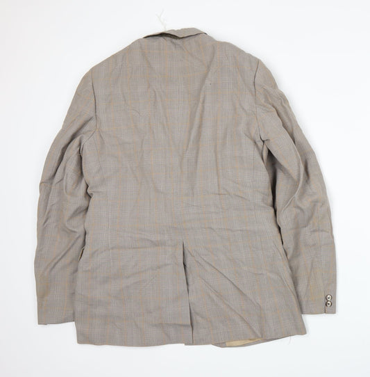 Preworn Mens Beige Plaid  Jacket Suit Jacket Size M